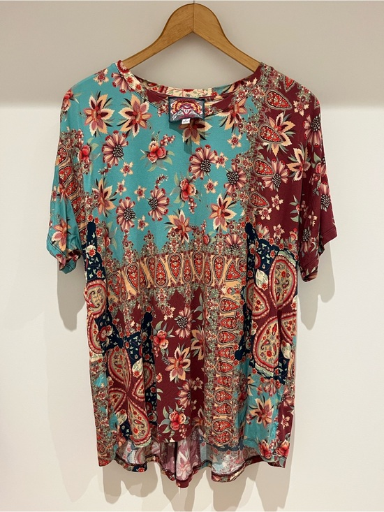 Johnny Was Tops - Johnny Was Thena Box Pleat Swing T-Shirt Medium